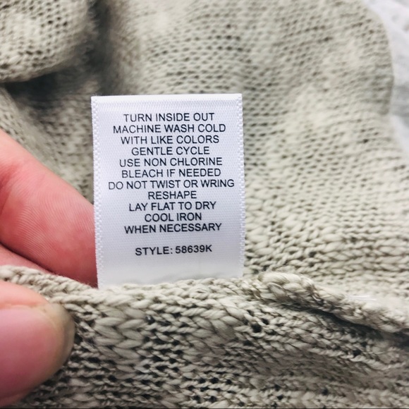 Knit Tan White Lace Hem Knit Pullover Crew Neck Sweater Top Size XS - Picture 8 of 11